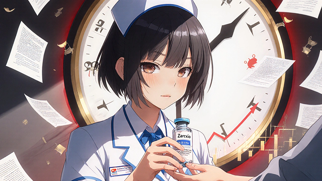 A pharmacist in a U.S. hospital handing a biosimilar to a patient as legal barriers fade away.