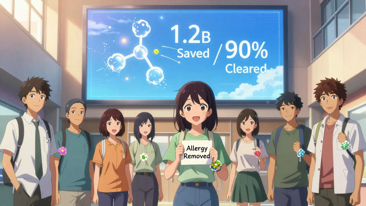 Diverse group of people smiling as their medical alert bracelets turn into blooming flowers.