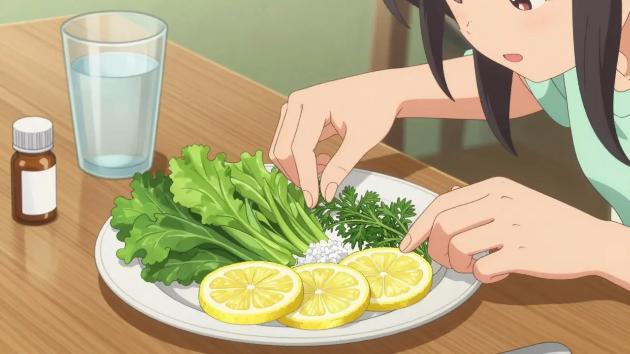Anime girl preparing a healthy low-sodium meal with fresh vegetables